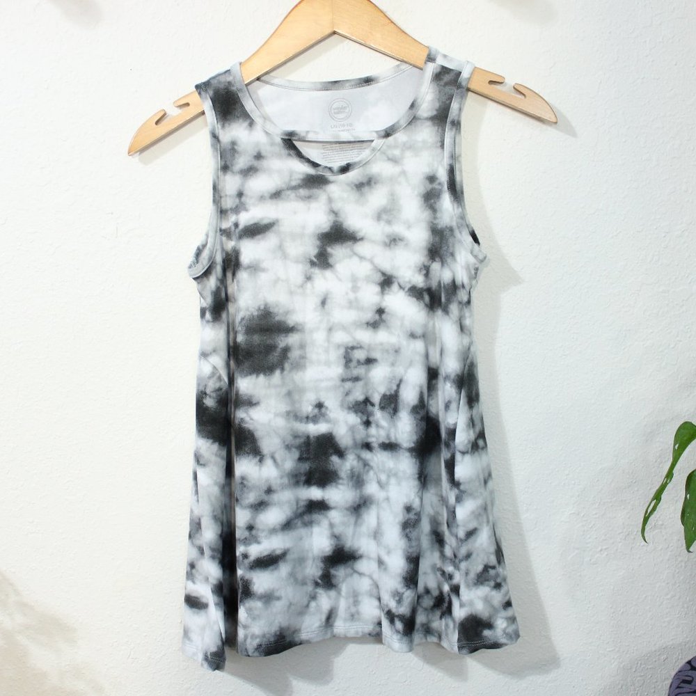 Black and White Tie Dye Tank Top Juniors L